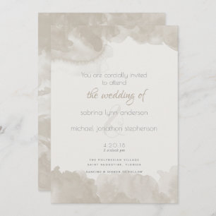Watercolour Wash in Mushroom by theBarefootBride™ Invitation