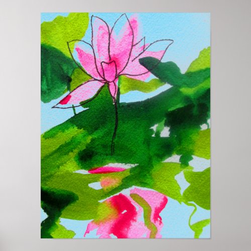 Watercolour waterlily abstract original fine art poster