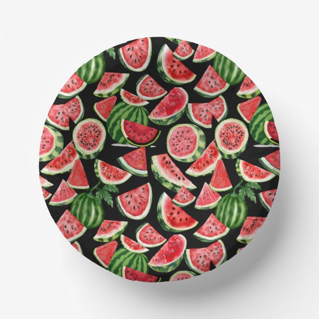 Watercolour Watermelon Paper Bowls – Summer Party (Front)