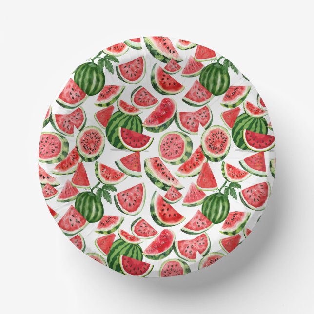 Watercolour Watermelon Paper Bowls – Summer Party (Front)