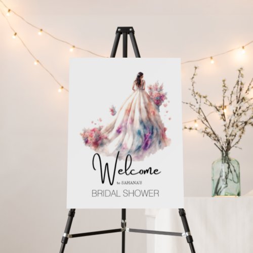 Watercolour Wedding Dress Welcome Bridal Shower Foam Board