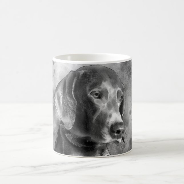 WATERCOLOUR WEIMARANER BW CERAMIC MUG (Center)