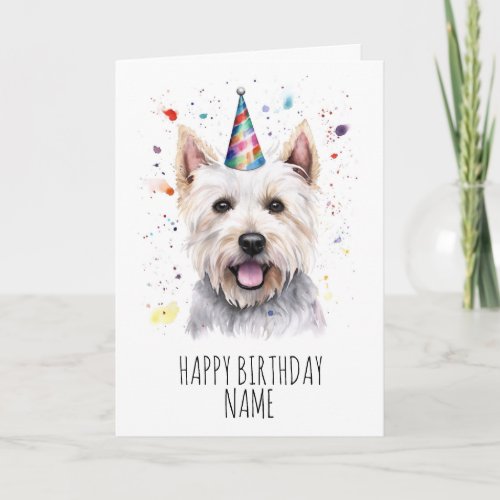 Watercolour Westie Birthday Card