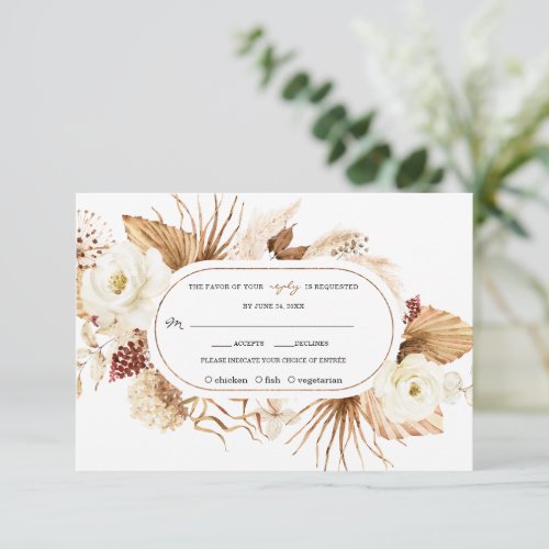 Watercolour White Flowers Pampas Grass Birthday 