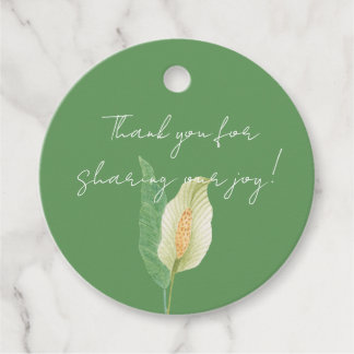 Watercolour white peace lily - mimimalist wedding favor tags