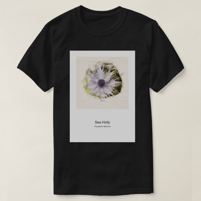 Watercolour White Sea Holly T-Shirt (Design Front)