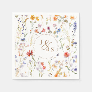  Watercolour wildflower elegant wedding Napkins