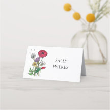 Watercolour Wildflower Place Card