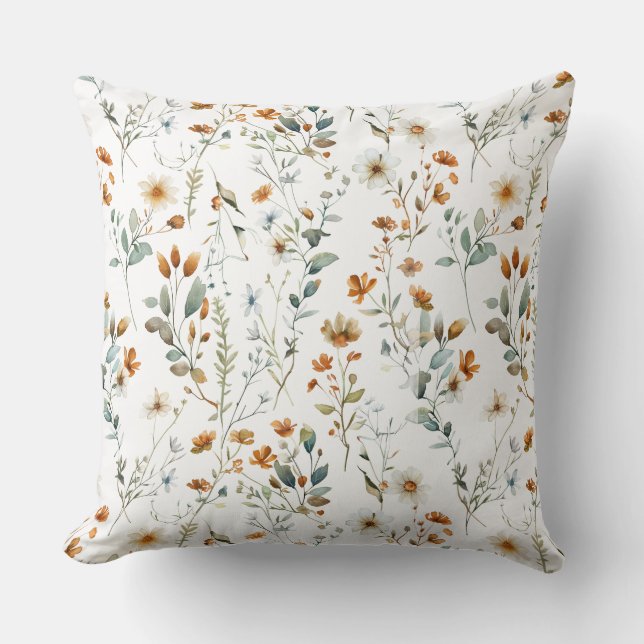  Watercolour wildflower  Throw Pillow (Front)
