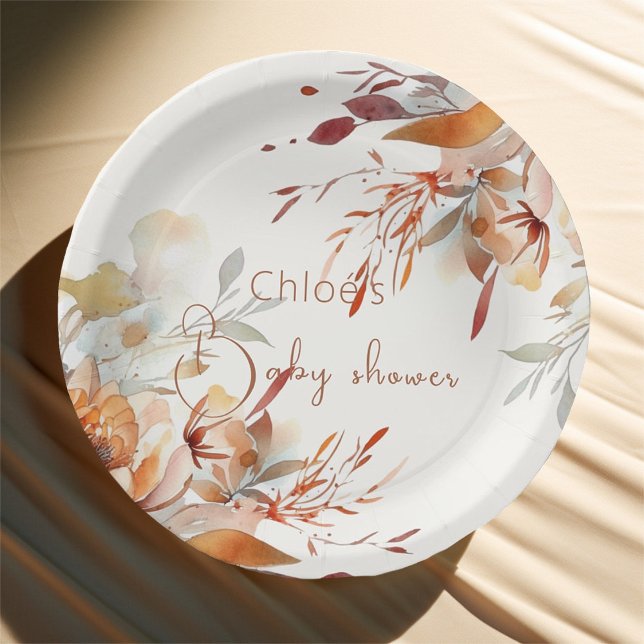 Watercolour wildflowers baby shower  paper plates (Creator Uploaded)