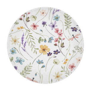 Watercolour Wildflowers   Cutting Board