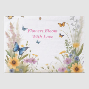 Watercolour Wildflowers Grasses And Butterflies, Tissue Paper