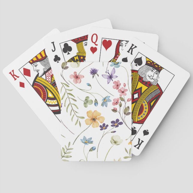 Watercolour Wildflowers | Poker Cards (Back)