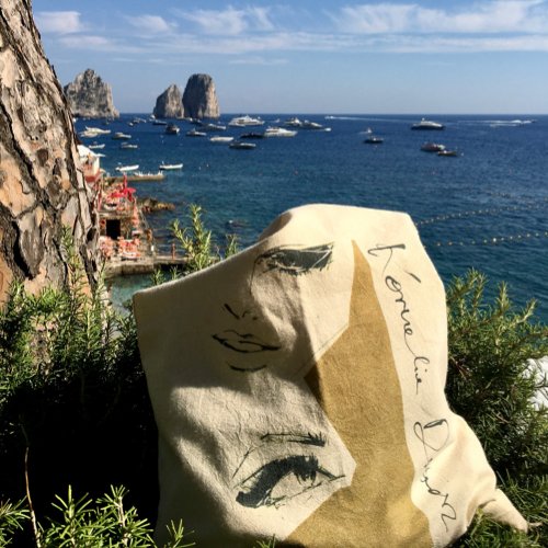 Watercolour woman tote bag add your name minimal