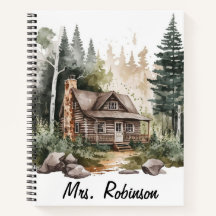 Watercolour Woodland Pine Tree Forest Notebook