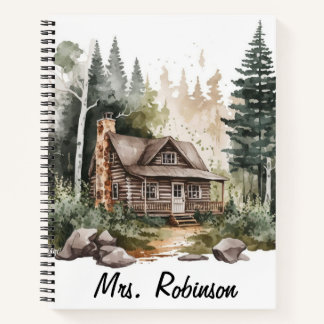 Watercolour Woodland Pine Tree Forest Notebook