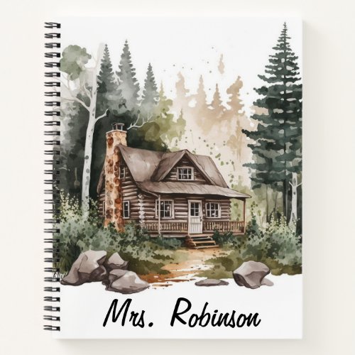 Watercolour Woodland Pine Tree Forest Notebook