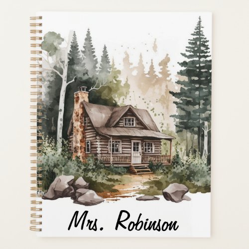 Watercolour Woodland Pine Tree Monthly and Weekly  Planner