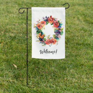 Watercolour Wreath Garden Flag