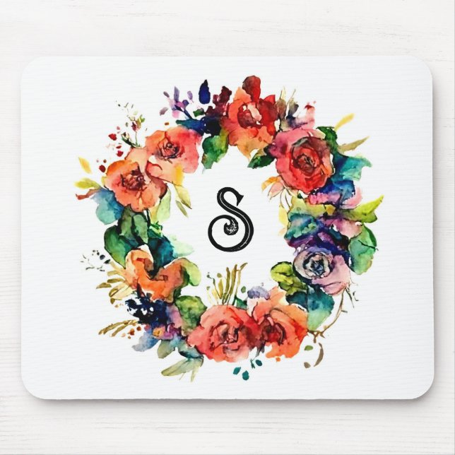 Watercolour Wreath  Mouse Pad (Front)
