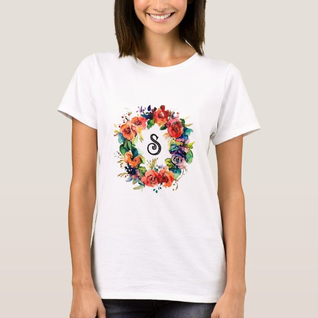 Watercolour Wreath  T-Shirt (Front)