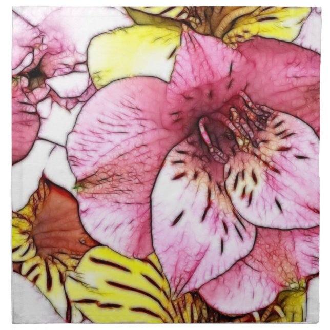 Watercolours and Pastels Pink Hibiscus Art Napkin (Front)