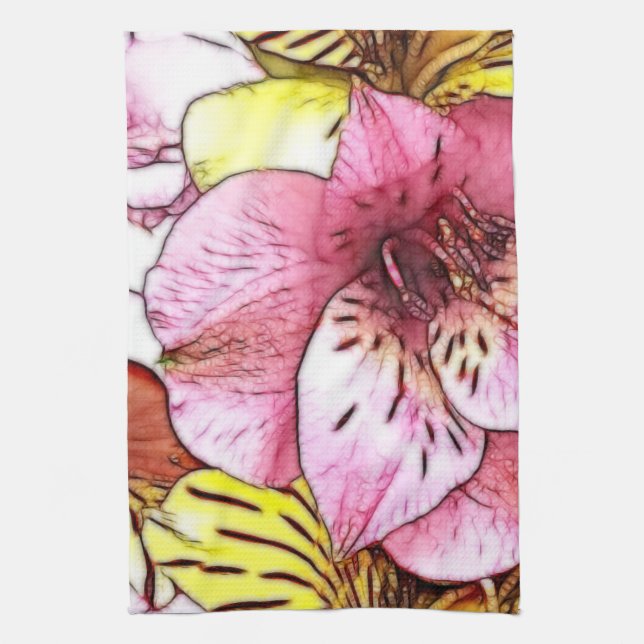 Watercolours and Pastels Pink Hibiscus Art Towel (Vertical)