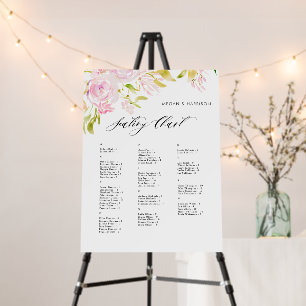 Watercolro Roses Bouquet Seating Chart Foam Board