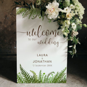 Watercor Floral Green Fern Leaves Welcome Foam Boa Foam Board