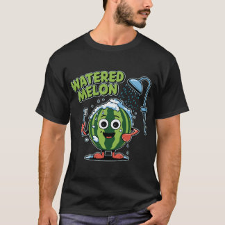 Watered Melon Funny Pun Summer Fruit Cartoon Humor T-Shirt