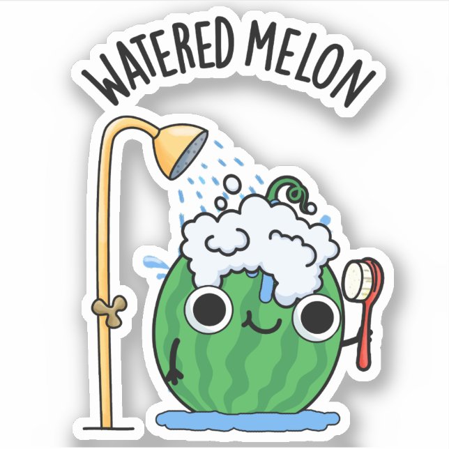 Watered Melon Funny Watermelon Pun  Sticker (Front)