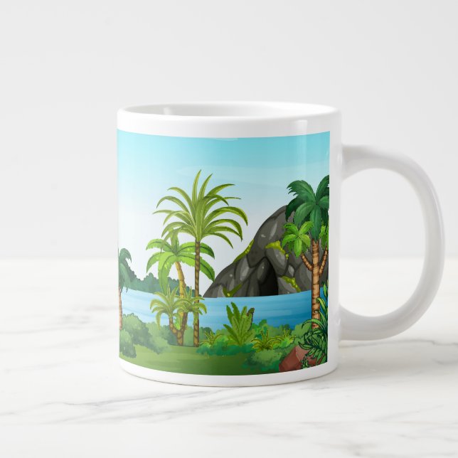 Waterfall and cave scenery giant coffee mug (Right)