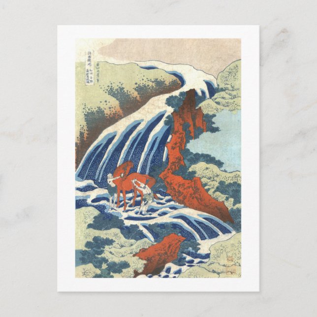 Waterfall and Horse, Katsushika Hokusai Postcard (Front)