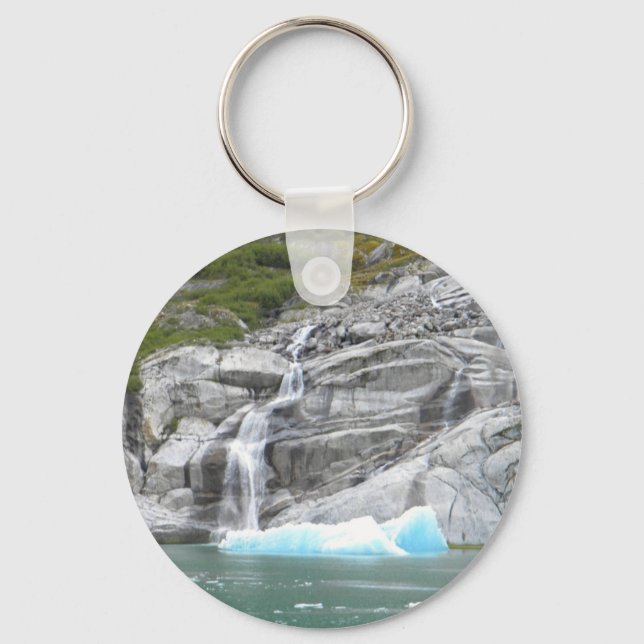Waterfall and Iceberg Alaska Inside Passage Keychain (Front)
