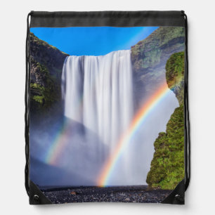 Waterfall and rainbow drawstring bag