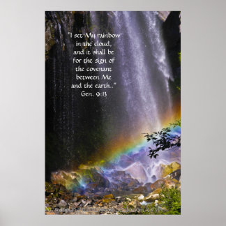 Waterfall and Rainbow Print w/Scripture Verse