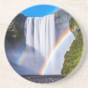 Waterfall and rainbow sandstone coaster