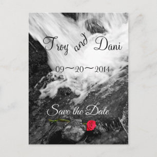 Waterfall and Rose - Save the Date Announcement Postcard
