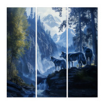 Waterfall and Wolves Mountain View