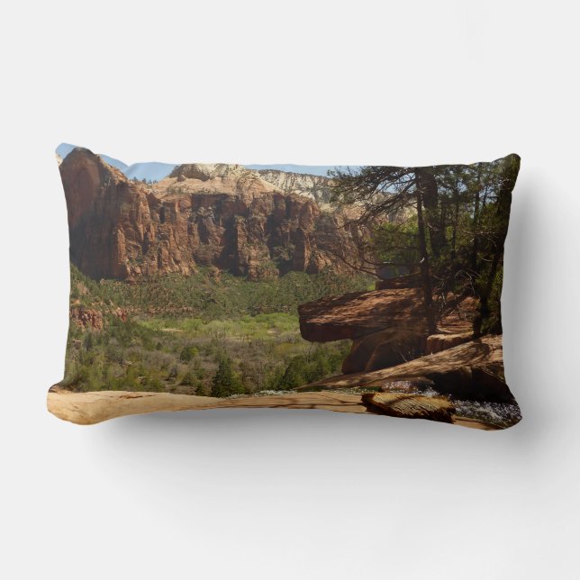 Waterfall at Emerald Pools in Zion National Park Lumbar Pillow (Front)