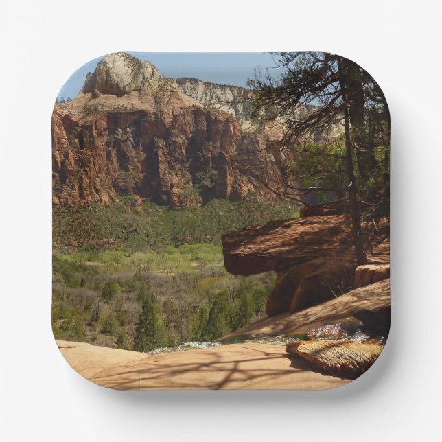 Waterfall at Emerald Pools in Zion National Park Paper Plates (Front)