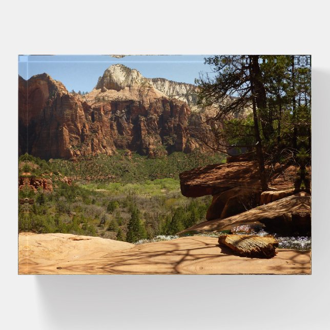 Waterfall at Emerald Pools in Zion National Park Paperweight (Front)