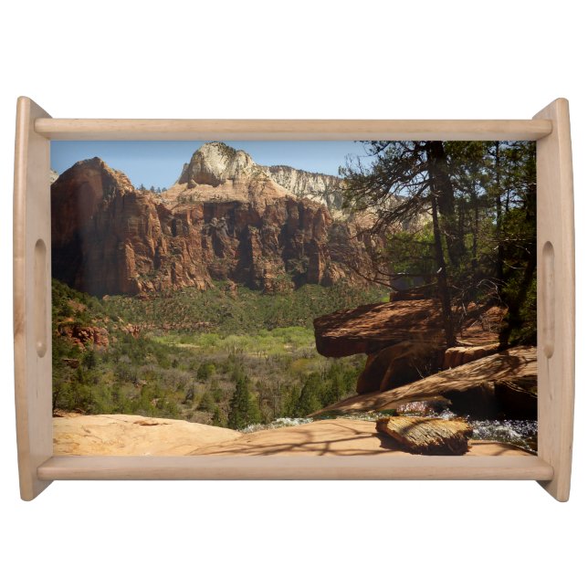 Waterfall at Emerald Pools in Zion National Park Serving Tray (Front)