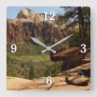 Waterfall at Emerald Pools in Zion National Park Square Wall Clock
