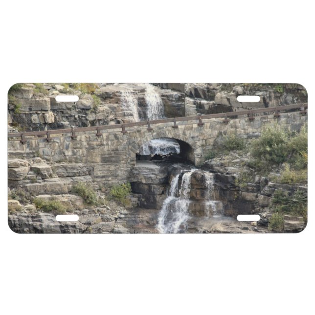 Waterfall at Glacier National Park License Plate (Front)