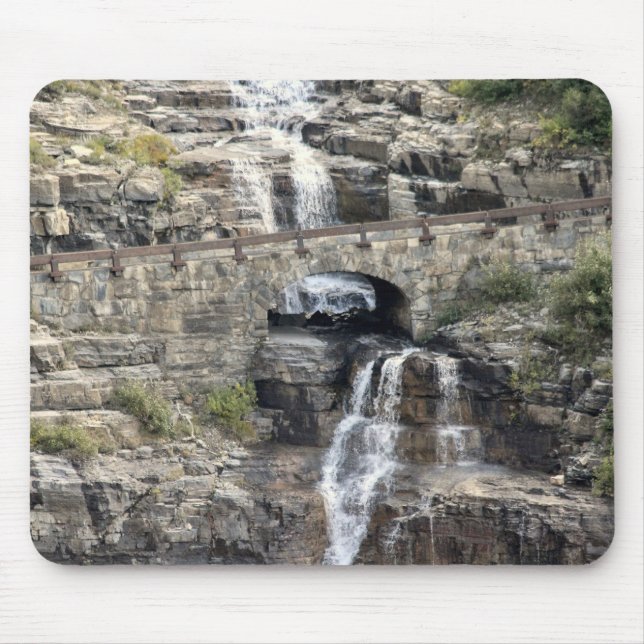 Waterfall at Glacier National Park Mouse Pad (Front)