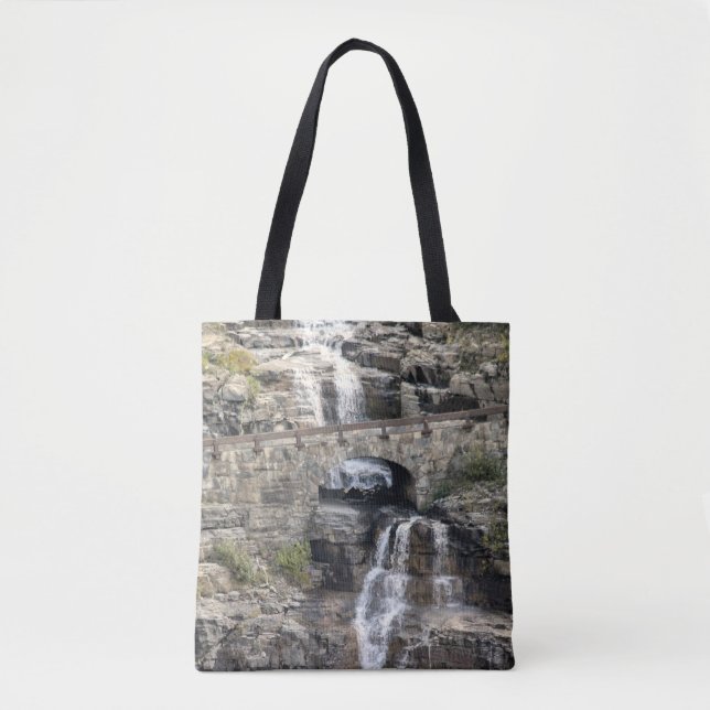 Waterfall At Glacier National Park Tote Bag (Front)