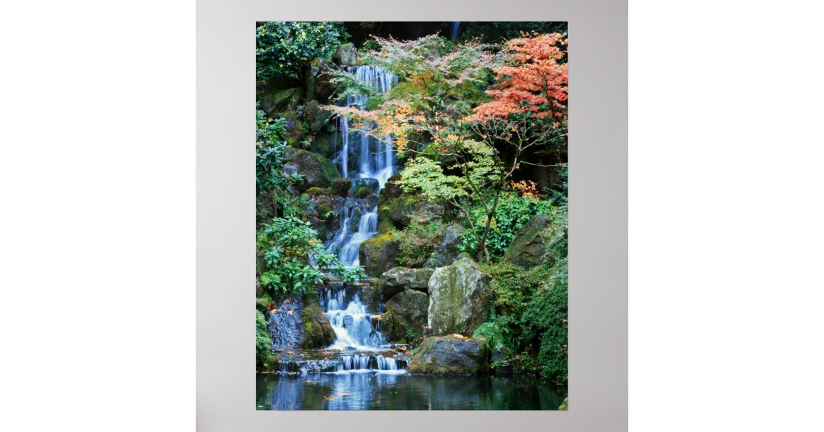 Waterfall Coaster • Cascading Water Forest Bridge Nature Gift Desk Accessory