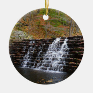 Waterfall at Laurel Hill State Park I Ceramic Ornament