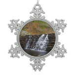 Waterfall at Laurel Hill State Park I Snowflake Pewter Christmas Ornament